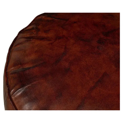 Soccerball Round Leather Stool - LOOMLAN - Sarreid - Poufs and Stools