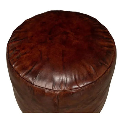 Soccerball Round Leather Stool - LOOMLAN - Sarreid - Poufs and Stools