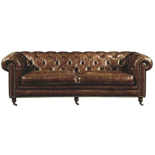 Sofa Brown Leather Brown Retro - LOOMLAN - Moe's Home - Sofas & Loveseats