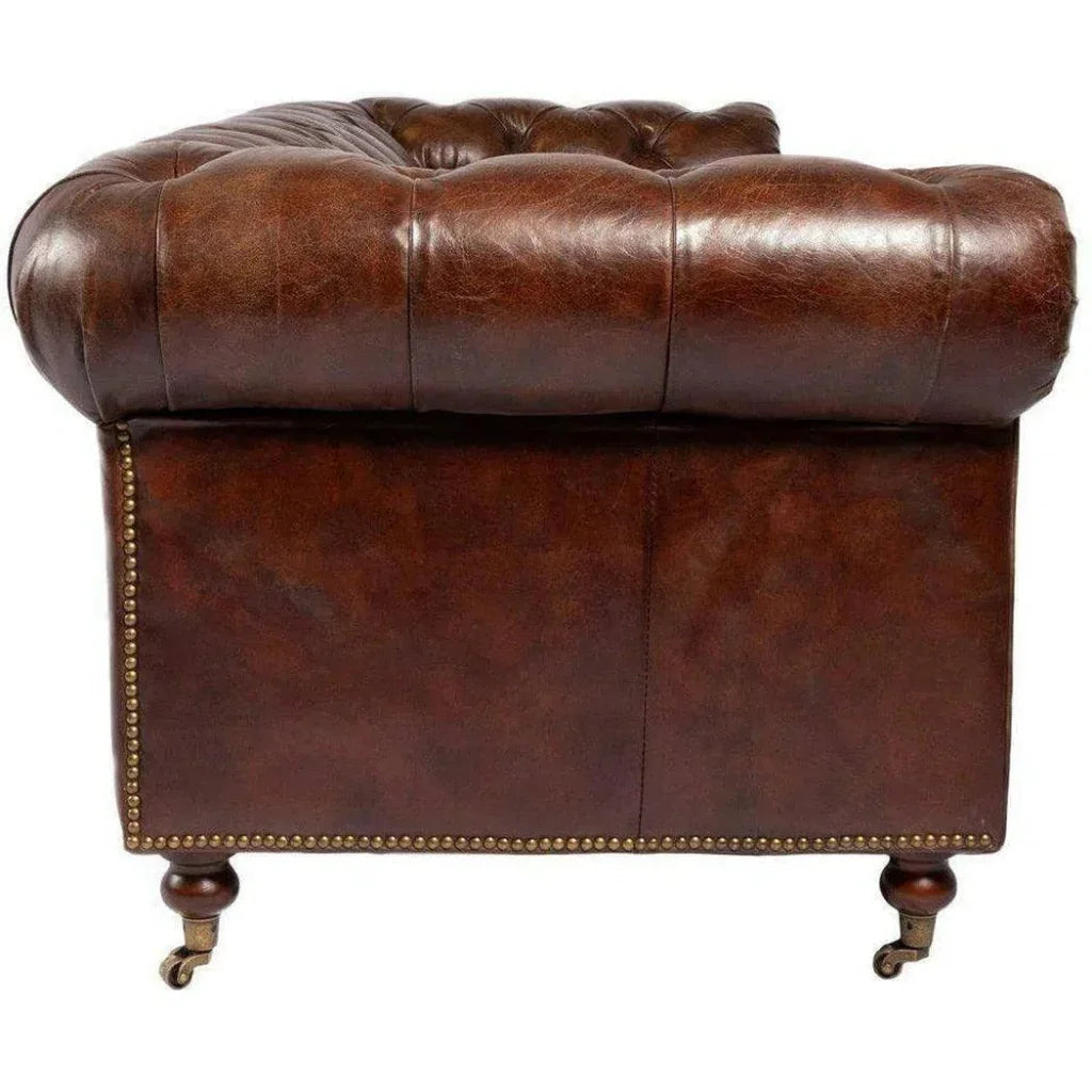 Sofa Brown Leather Brown Retro - LOOMLAN - Moe's Home - Sofas & Loveseats