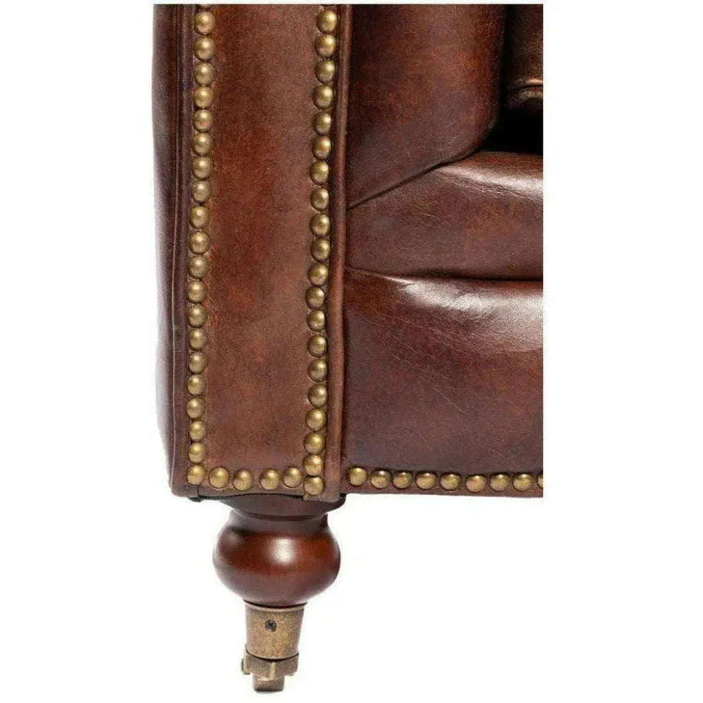 Sofa Brown Leather Brown Retro - LOOMLAN - Moe's Home - Sofas & Loveseats