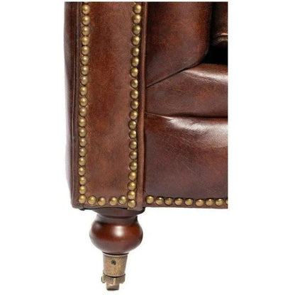 Sofa Brown Leather Brown Retro - LOOMLAN - Moe's Home - Sofas & Loveseats