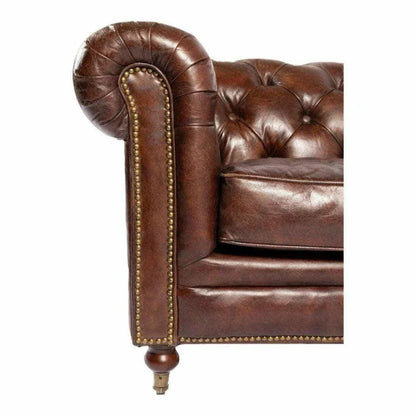 Sofa Brown Leather Brown Retro - LOOMLAN - Moe's Home - Sofas & Loveseats