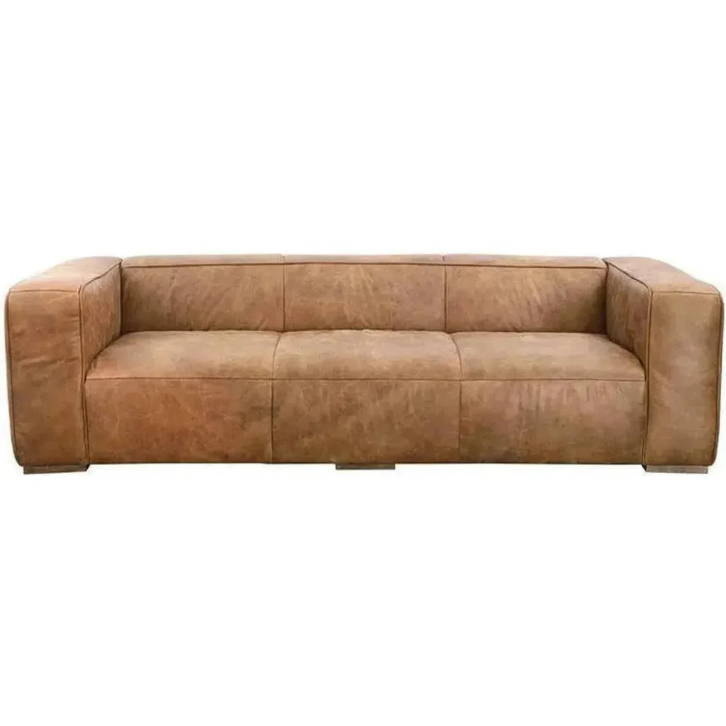 Sofa Open Road Brown Leather Industrial - LOOMLAN - Moe's Home - Sofas & Loveseats