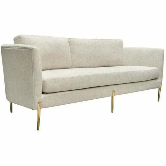 Sofa in Light Cream Fabric with Gold Metal Legs - LOOMLAN - Diamond Sofa - Sofas & Loveseats