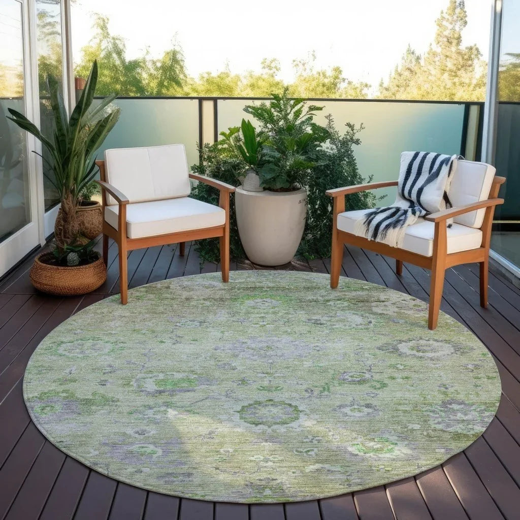 Sofia Green Washable Indoor-Outdoor Rug-Outdoor Rugs-LOOMLAN Rugs-LOOMLAN