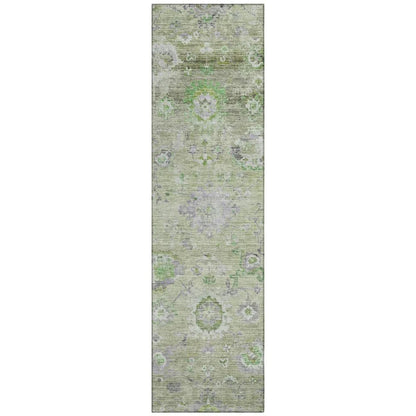 Sofia Green Washable Indoor-Outdoor Rug-Outdoor Rugs-LOOMLAN Rugs-2'3" x 7'6"-LOOMLAN