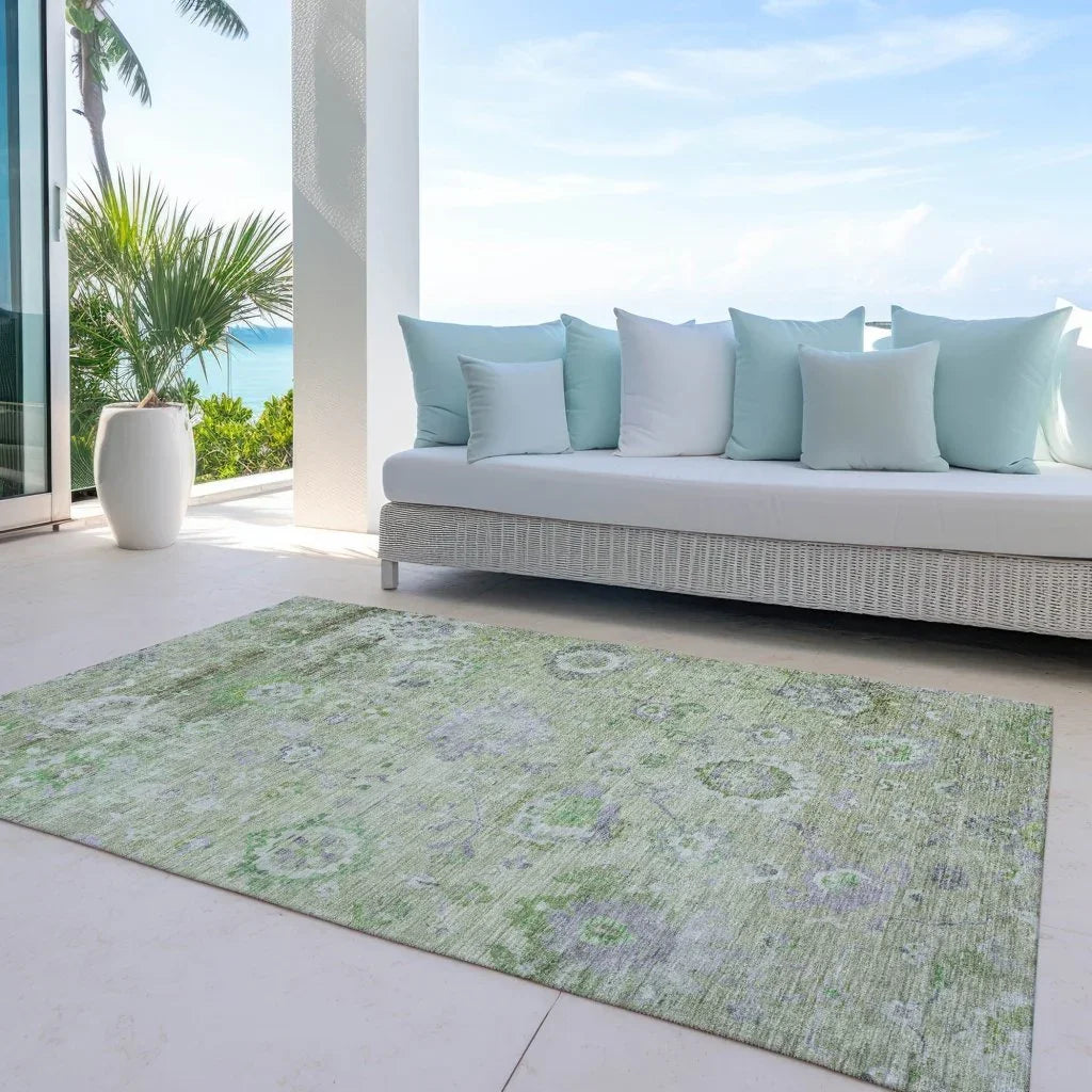 Sofia Green Washable Indoor-Outdoor Rug-Outdoor Rugs-LOOMLAN Rugs-LOOMLAN