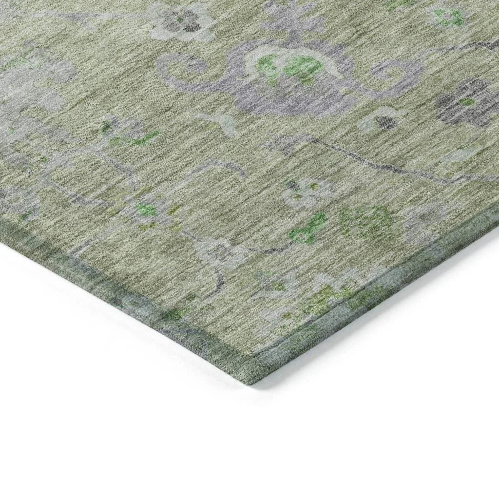 Sofia Green Washable Indoor-Outdoor Rug-Outdoor Rugs-LOOMLAN Rugs-LOOMLAN