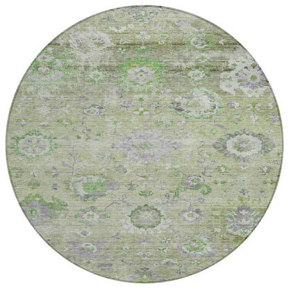 Sofia Green Washable Indoor-Outdoor Rug-Outdoor Rugs-LOOMLAN Rugs-8' x 8'-LOOMLAN