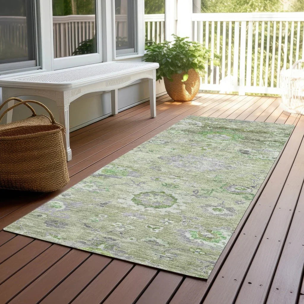 Sofia Green Washable Indoor-Outdoor Rug-Outdoor Rugs-LOOMLAN Rugs-LOOMLAN