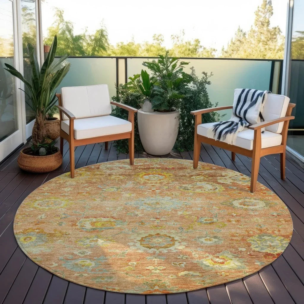 Sofia Orange Washable Indoor-Outdoor Rug-Outdoor Rugs-LOOMLAN Rugs-LOOMLAN