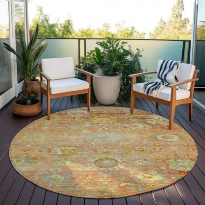 Sofia Orange Washable Indoor-Outdoor Rug-Outdoor Rugs-LOOMLAN Rugs-LOOMLAN