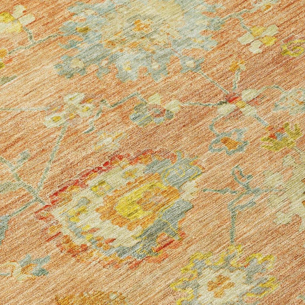 Sofia Orange Washable Indoor-Outdoor Rug-Outdoor Rugs-LOOMLAN Rugs-LOOMLAN