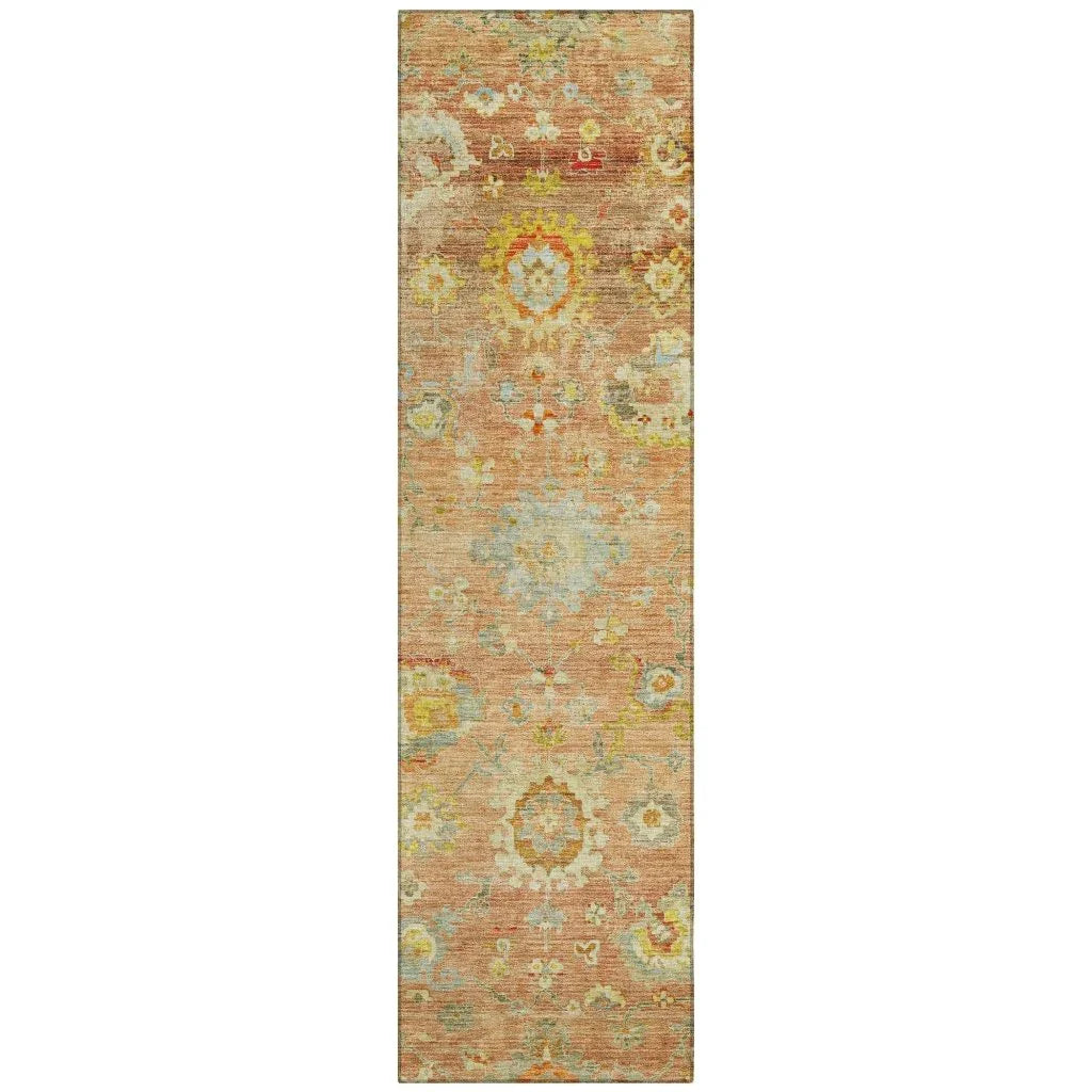 Sofia Orange Washable Indoor-Outdoor Rug-Outdoor Rugs-LOOMLAN Rugs-2'3" x 7'6"-LOOMLAN