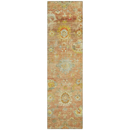 Sofia Orange Washable Indoor-Outdoor Rug-Outdoor Rugs-LOOMLAN Rugs-2'3" x 7'6"-LOOMLAN