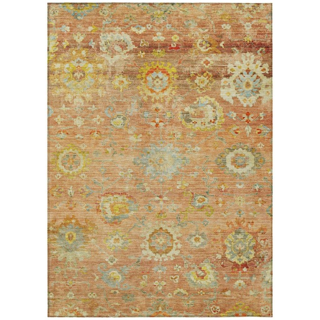 Sofia Orange Washable Indoor-Outdoor Rug-Outdoor Rugs-LOOMLAN Rugs-2'6" x 3'10"-LOOMLAN
