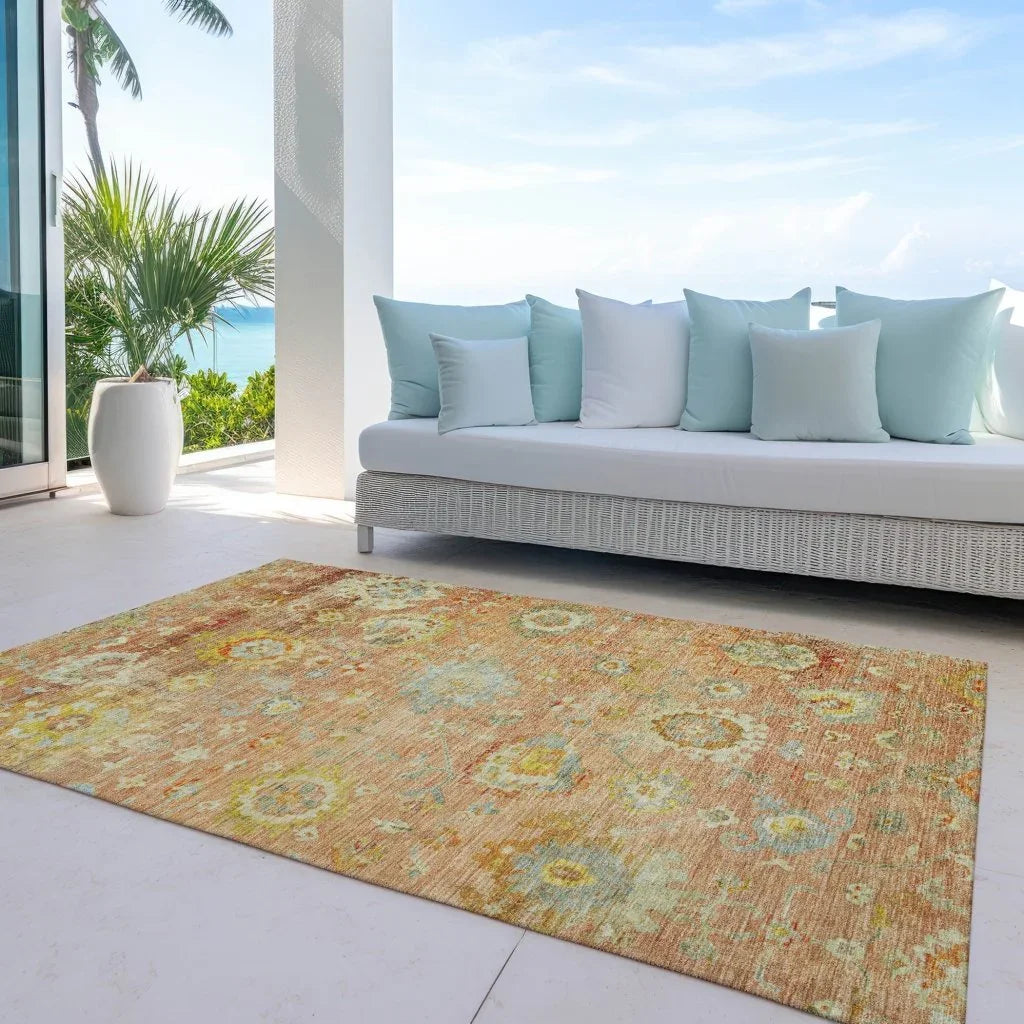 Sofia Orange Washable Indoor-Outdoor Rug-Outdoor Rugs-LOOMLAN Rugs-LOOMLAN