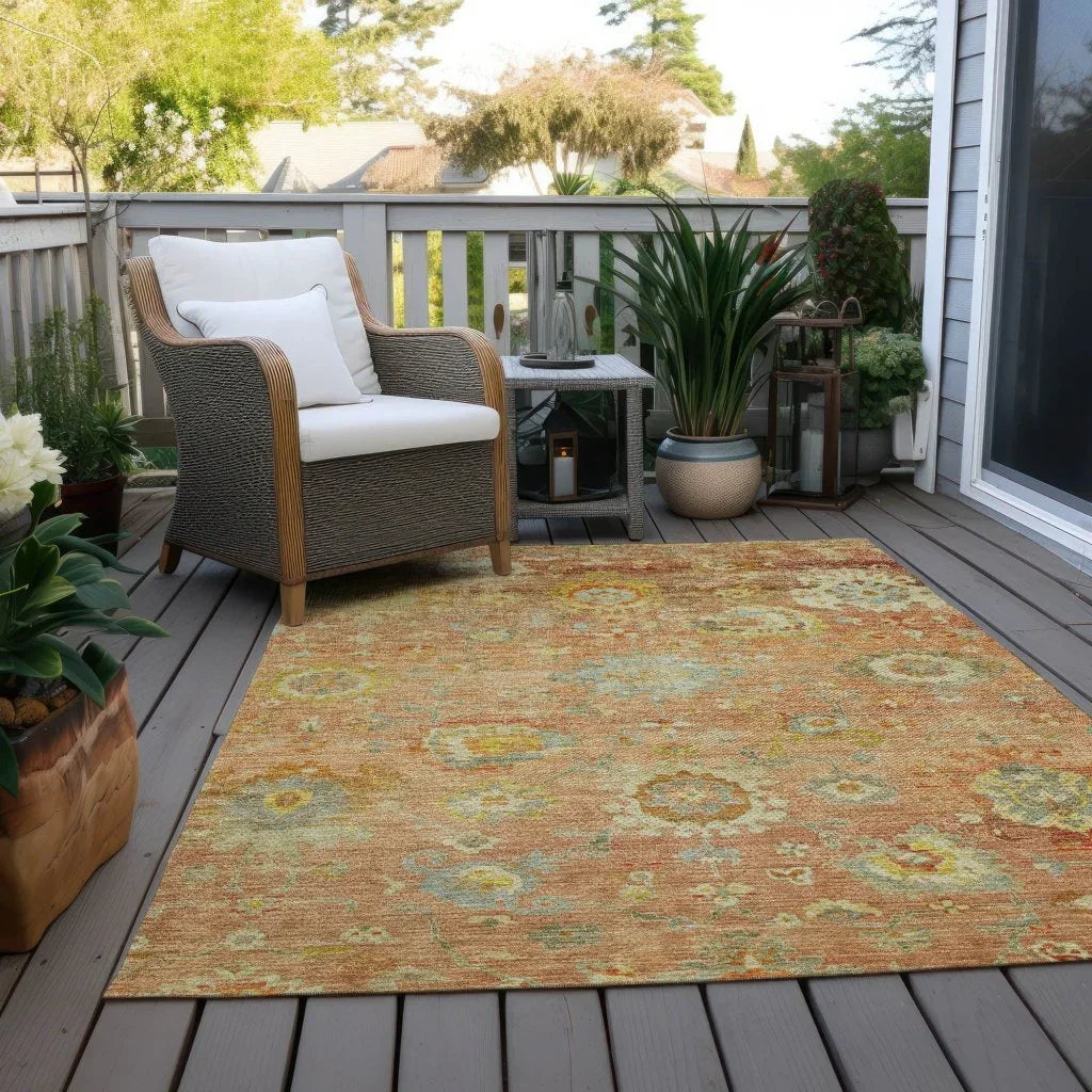 Sofia Orange Washable Indoor-Outdoor Rug-Outdoor Rugs-LOOMLAN Rugs-LOOMLAN