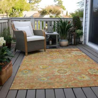 Sofia Orange Washable Indoor-Outdoor Rug-Outdoor Rugs-LOOMLAN Rugs-LOOMLAN