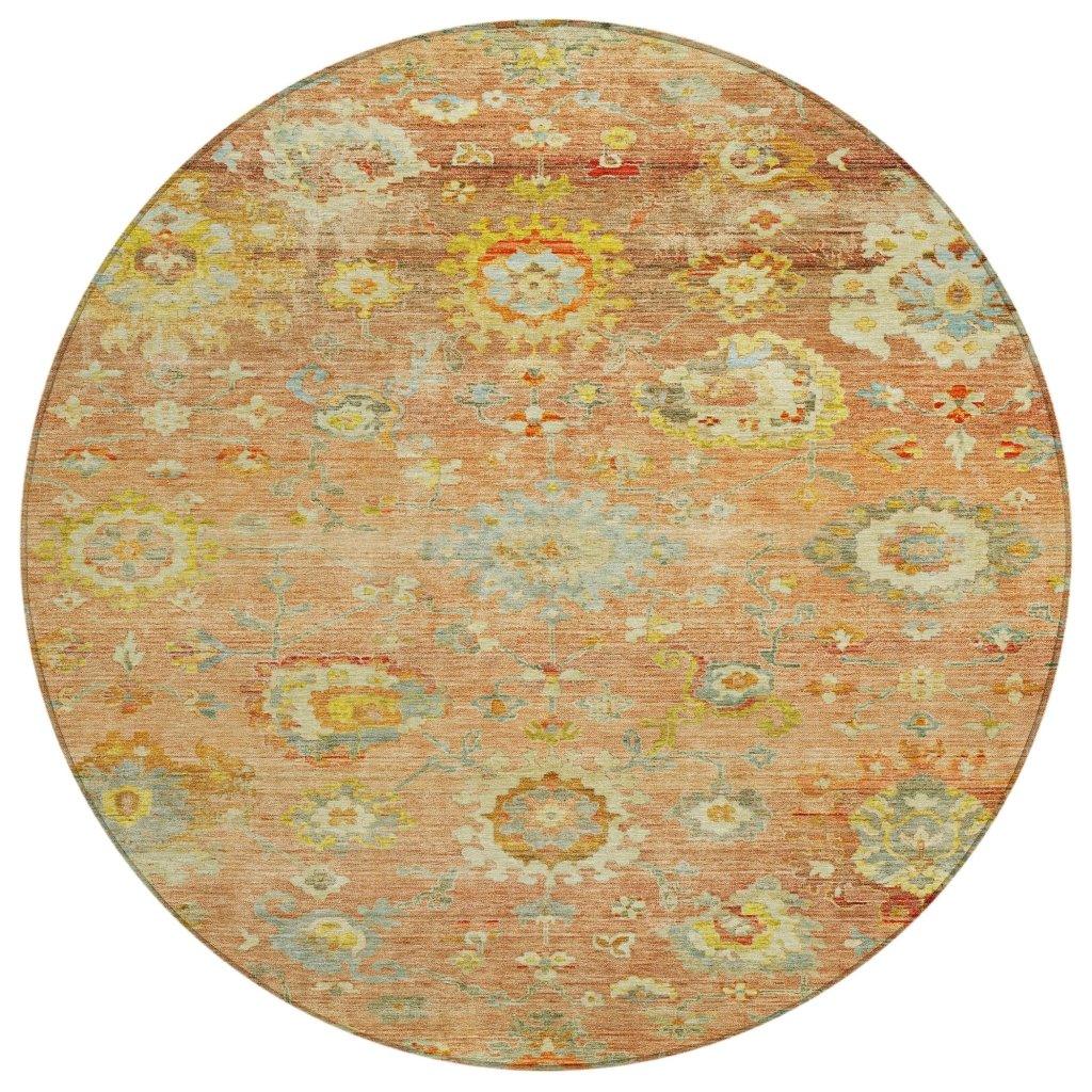 Sofia Orange Washable Indoor-Outdoor Rug-Outdoor Rugs-LOOMLAN Rugs-8' x 8'-LOOMLAN