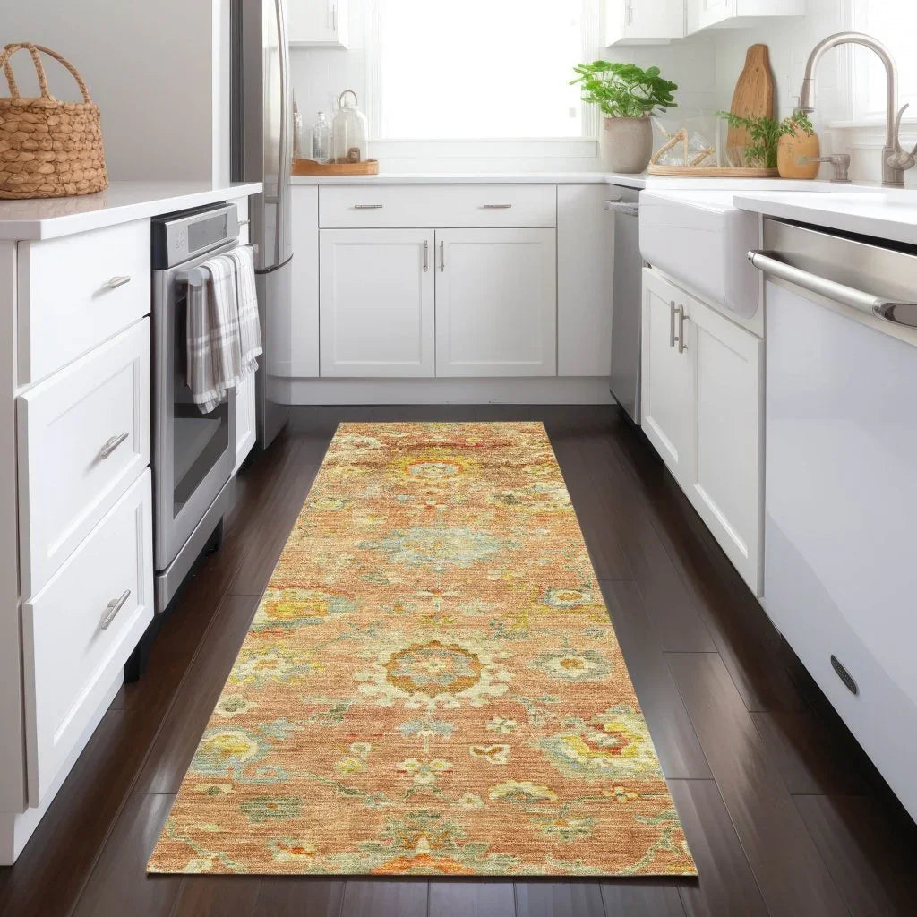Sofia Orange Washable Indoor-Outdoor Rug-Outdoor Rugs-LOOMLAN Rugs-LOOMLAN