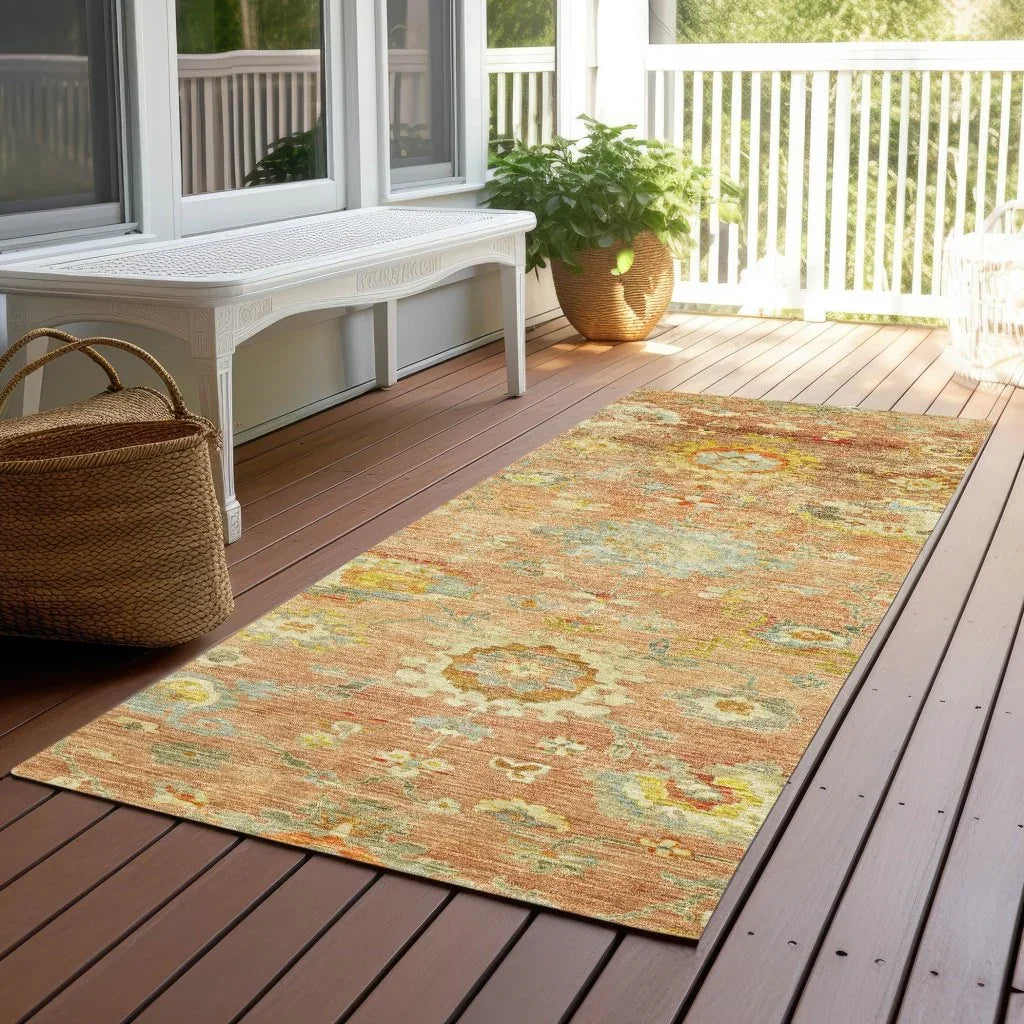 Sofia Orange Washable Indoor-Outdoor Rug-Outdoor Rugs-LOOMLAN Rugs-LOOMLAN