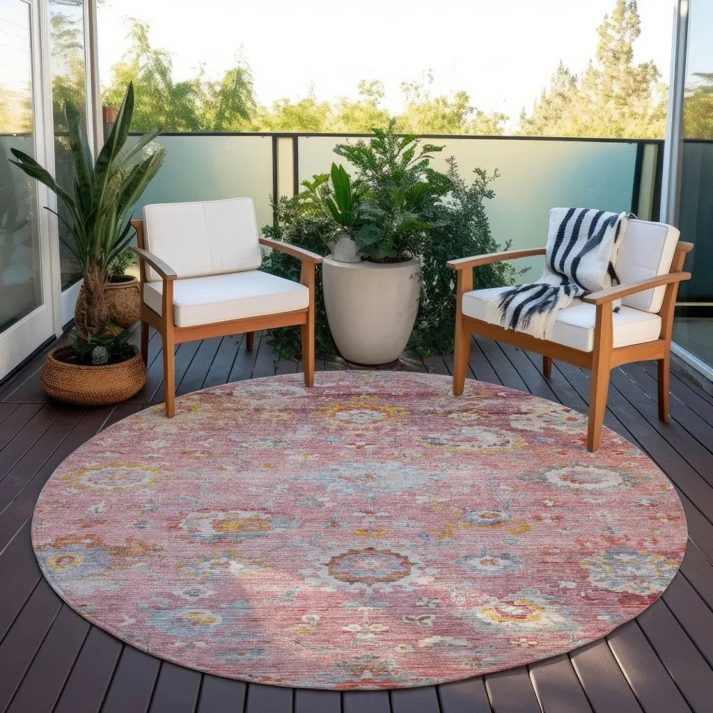 Sofia Pink Washable Indoor-Outdoor Rug-Outdoor Rugs-LOOMLAN Rugs-LOOMLAN