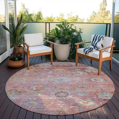 Sofia Pink Washable Indoor-Outdoor Rug-Outdoor Rugs-LOOMLAN Rugs-LOOMLAN