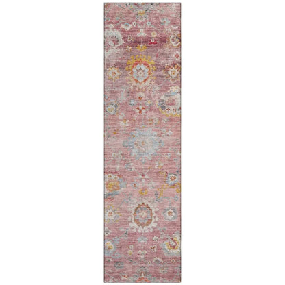 Sofia Pink Washable Indoor-Outdoor Rug-Outdoor Rugs-LOOMLAN Rugs-2'3" x 7'6"-LOOMLAN