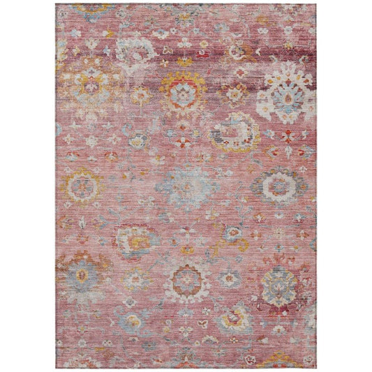 Sofia Pink Washable Indoor-Outdoor Rug-Outdoor Rugs-LOOMLAN Rugs-2'6" x 3'10"-LOOMLAN