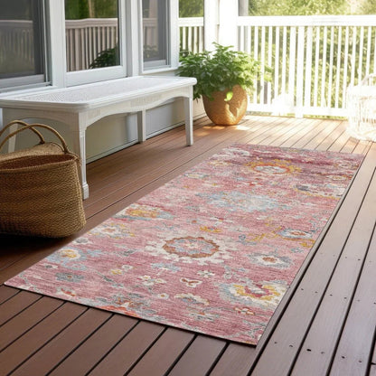 Sofia Pink Washable Indoor-Outdoor Rug-Outdoor Rugs-LOOMLAN Rugs-LOOMLAN