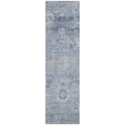 Sofia Sky Washable Indoor-Outdoor Rug-Outdoor Rugs-LOOMLAN Rugs-2'3" x 7'6"-LOOMLAN
