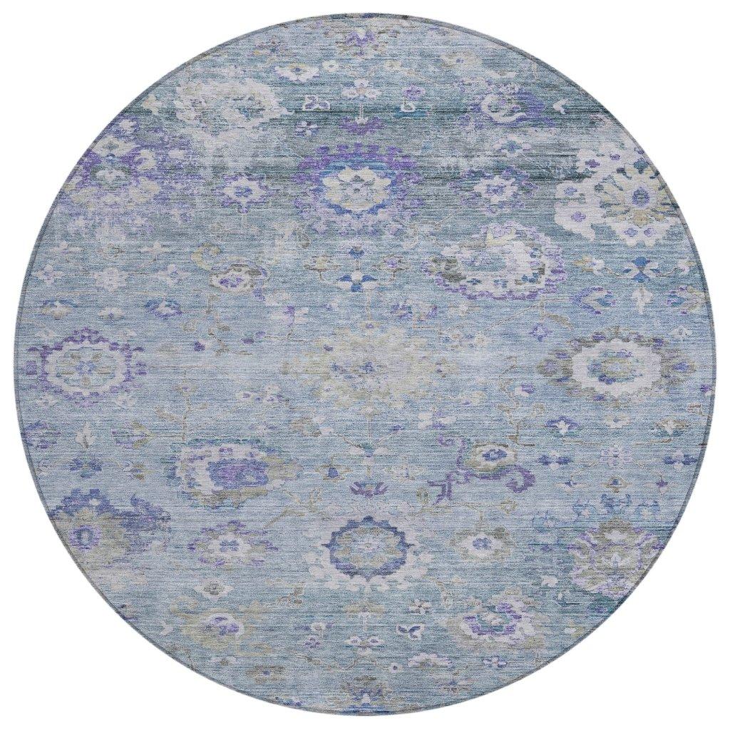 Sofia Sky Washable Indoor-Outdoor Rug-Outdoor Rugs-LOOMLAN Rugs-8' x 8'-LOOMLAN