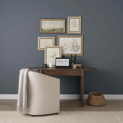 Sohan Dark Brown Wood Oblong Desk-Home Office Desks-Mercana-LOOMLAN