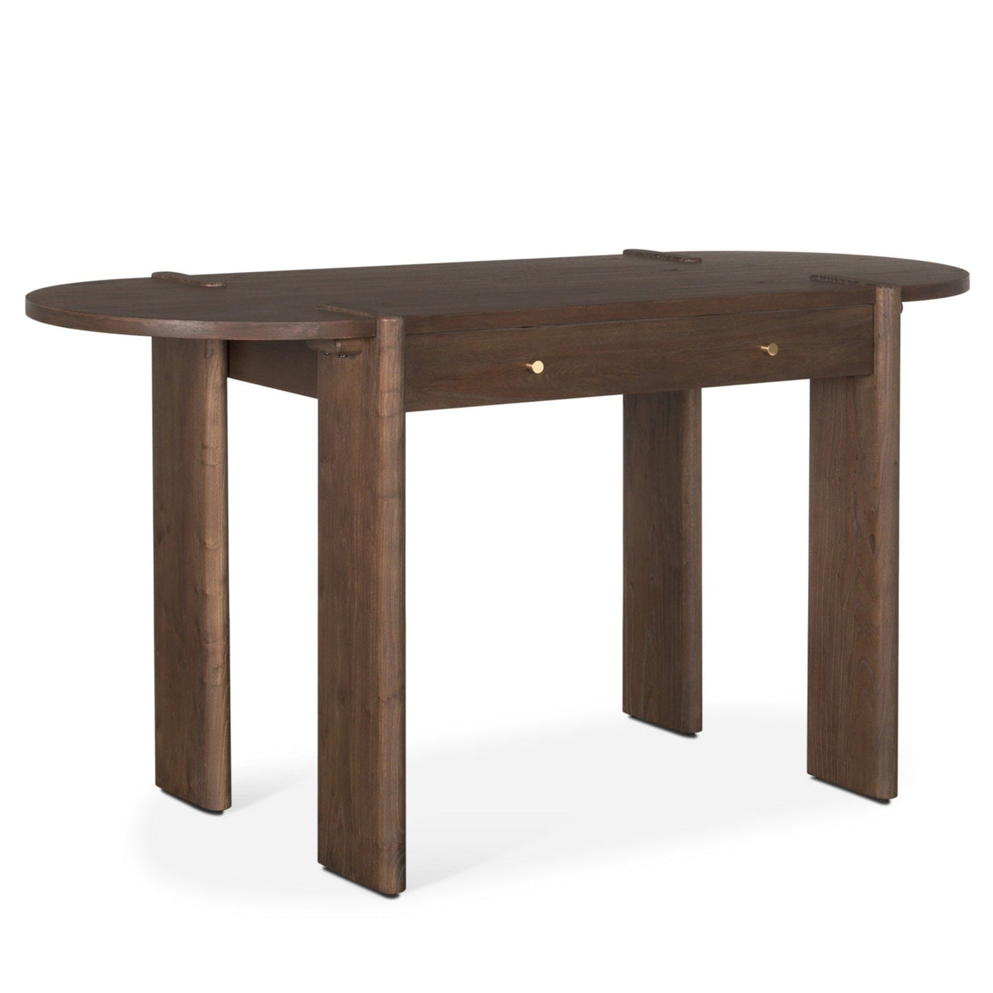 Sohan Dark Brown Wood Oblong Desk-Home Office Desks-Mercana-LOOMLAN