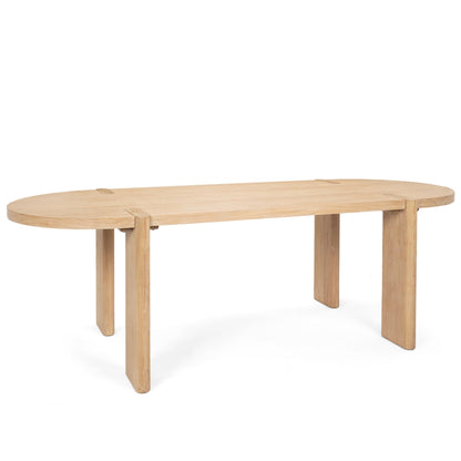 Sohan Wooden Oval Dining Table-Dining Tables-Mercana-Light Brown-LOOMLAN
