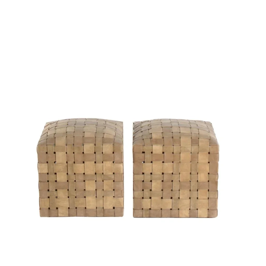 Soho Handcrafted Woven Leather Ottoman - LOOMLAN - Peninsula Home - Ottomans