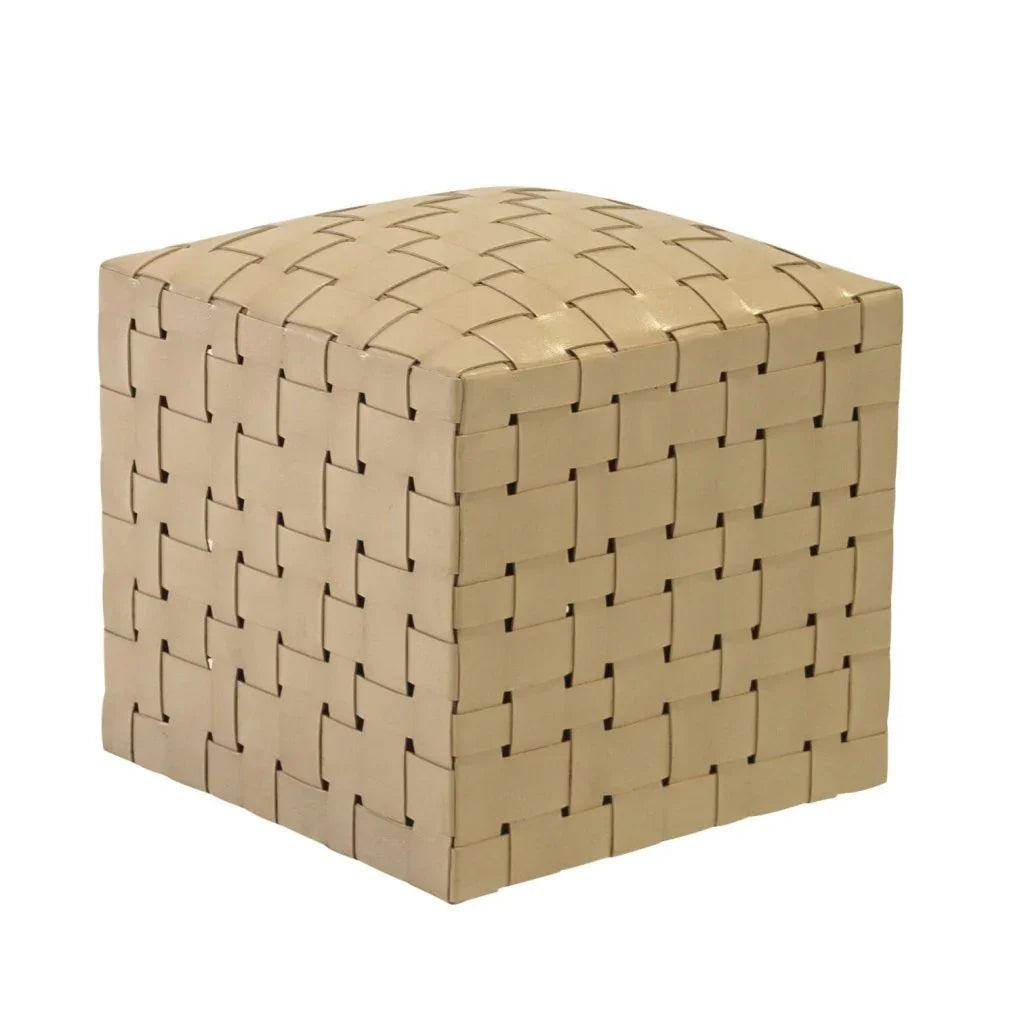 Soho Handcrafted Woven Leather Ottoman - LOOMLAN - Peninsula Home - Ottomans