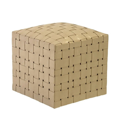 Soho Handcrafted Woven Leather Ottoman - LOOMLAN - Peninsula Home - Ottomans