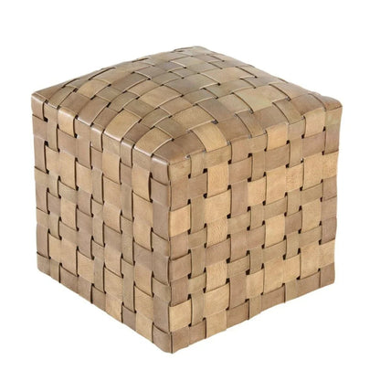 Soho Handcrafted Woven Leather Ottoman - LOOMLAN - Peninsula Home - Ottomans