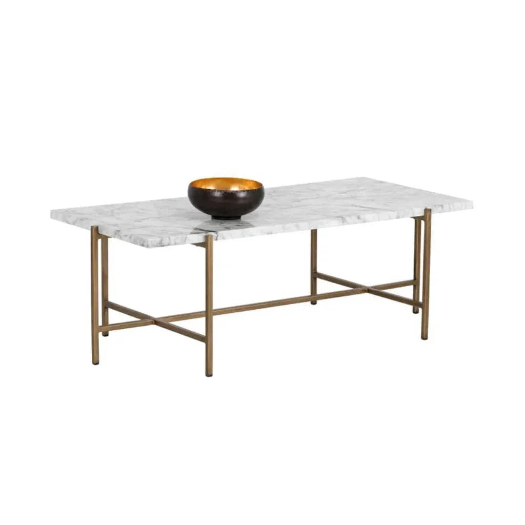 Solana Marble Top Iron Coffee Table - LOOMLAN - SUNPAN - Coffee Tables