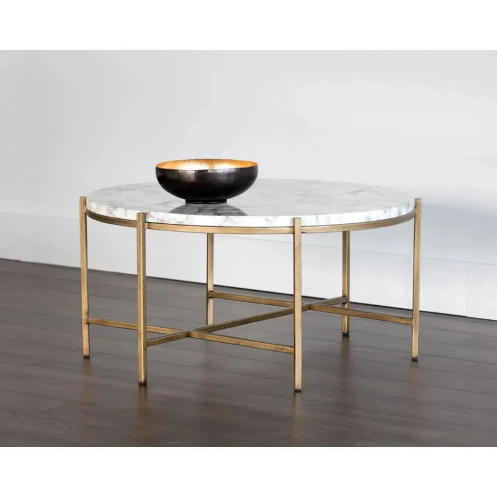Solana Marble Top Iron Coffee Table - LOOMLAN - SUNPAN - Coffee Tables