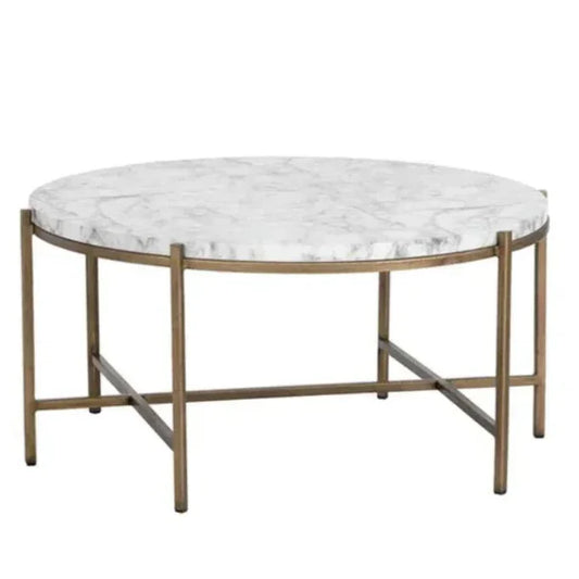 Solana Marble Top Iron Coffee Table - LOOMLAN - SUNPAN - Coffee Tables