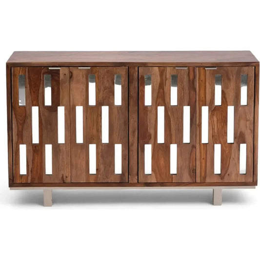 Getson Wooden Brown 4 Door Sideboard - LOOMLAN - LOOMLAN - Sideboards