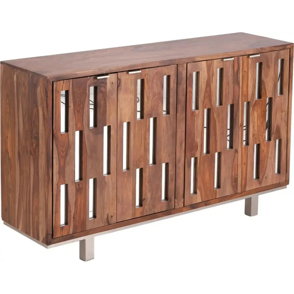 Getson Wooden Brown 4 Door Sideboard - LOOMLAN - LOOMLAN - Sideboards
