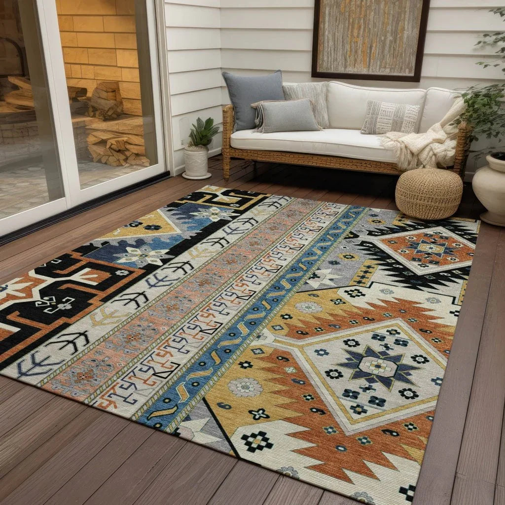 Solara Black Washable Indoor-Outdoor Rug-Outdoor Rugs-LOOMLAN Rugs-LOOMLAN