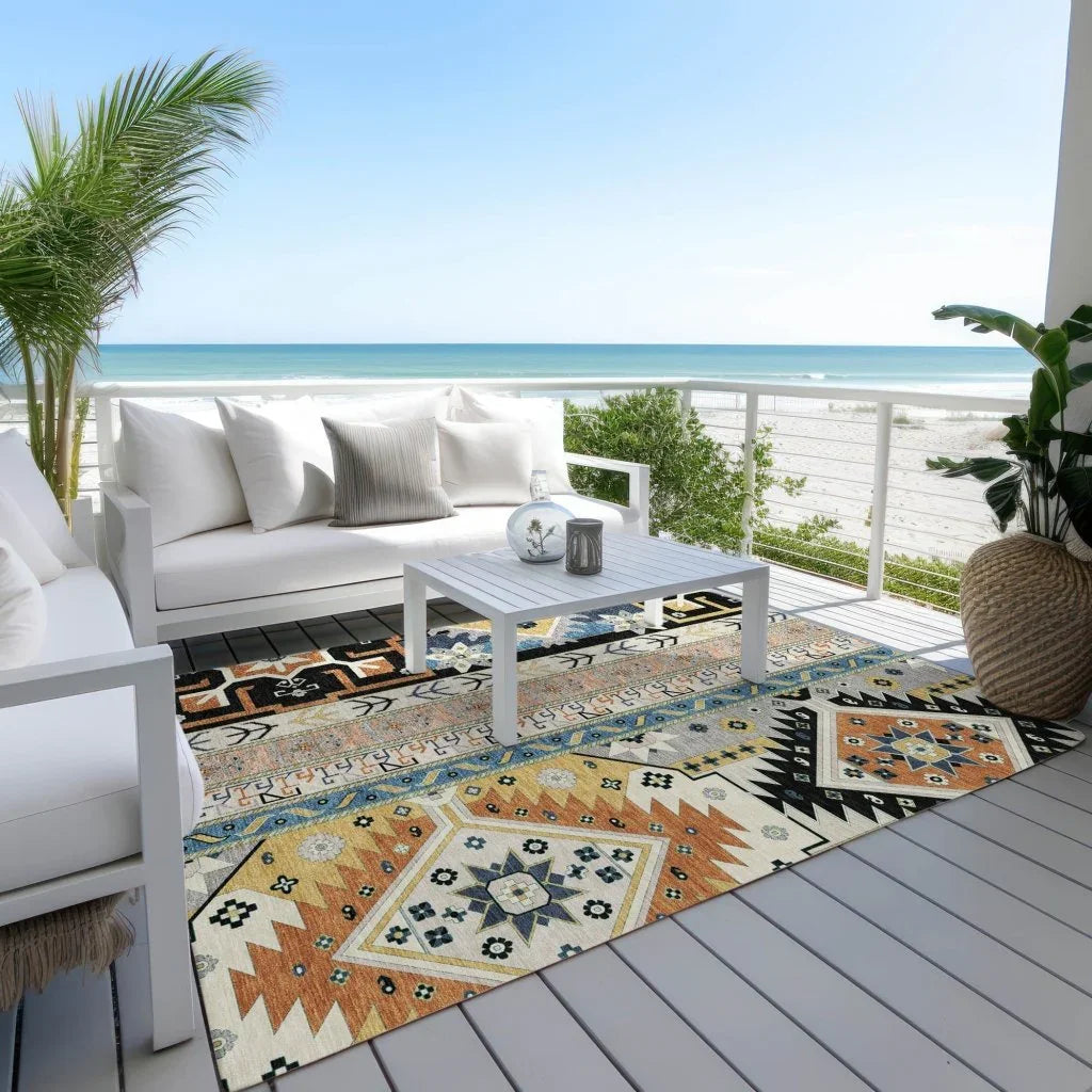 Solara Black Washable Indoor-Outdoor Rug-Outdoor Rugs-LOOMLAN Rugs-LOOMLAN