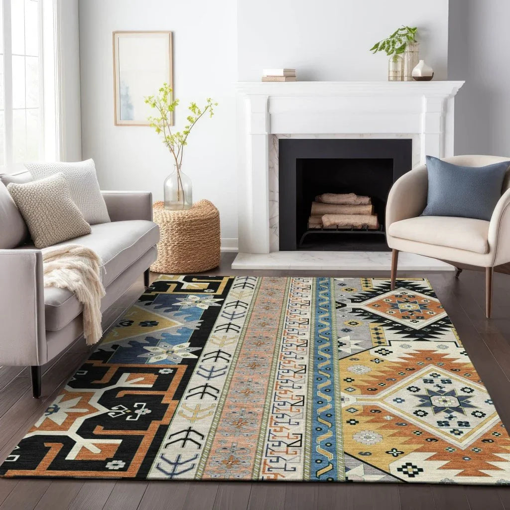 Solara Black Washable Indoor-Outdoor Rug-Outdoor Rugs-LOOMLAN Rugs-LOOMLAN