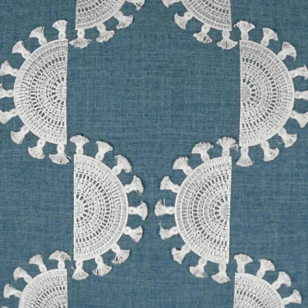 Solara Blue Embroidery Blue Large Throw Pillow Insert - LOOMLAN - D.V. Kap - Throw Pillows